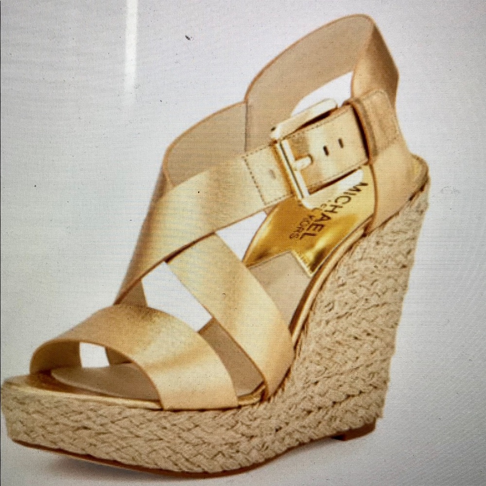 Michael Kors Giovanna Wedge Gold Platform Sandal